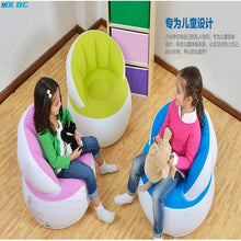 Load image into Gallery viewer, Flocking Inflatable Kids Sofa Portable Children Seats Dining Lunch Chair Pouf Feeding Chair Stretch Wrap Baby Sofa +Pump