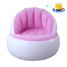 Load image into Gallery viewer, Flocking Inflatable Kids Sofa Portable Children Seats Dining Lunch Chair Pouf Feeding Chair Stretch Wrap Baby Sofa +Pump