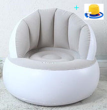 Load image into Gallery viewer, Flocking Inflatable Kids Sofa Portable Children Seats Dining Lunch Chair Pouf Feeding Chair Stretch Wrap Baby Sofa +Pump