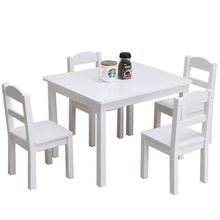 Load image into Gallery viewer, High Quality Kids Wood Table &amp; 4 Chairs Set White Child  for eating reading books  coloring arts and crafts playing board game