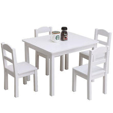 Load image into Gallery viewer, High Quality Kids Wood Table &amp; 4 Chairs Set White Child  for eating reading books  coloring arts and crafts playing board game