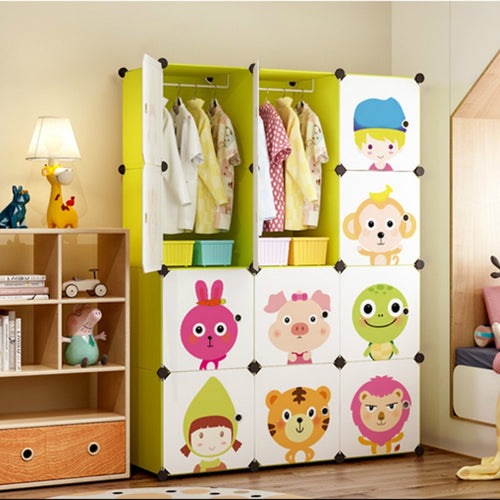 Children's Simple Wardrobe Cloth Baby Children Plastic Assembly Baby Economic Wardrobe Cartoon Storage