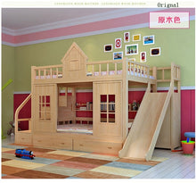 Load image into Gallery viewer, 2016 modern solid wood Children's bed wood  bunk bed with ladder cabinet slider