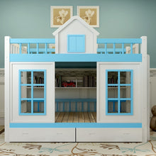 Load image into Gallery viewer, 2016 modern solid wood Children's bed wood  bunk bed with ladder cabinet slider