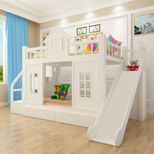 Load image into Gallery viewer, 2016 modern solid wood Children's bed wood  bunk bed with ladder cabinet slider